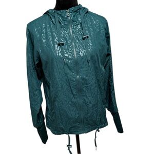 ZYIA Active Leopard Print Full Zip Green Windbreaker Size S.